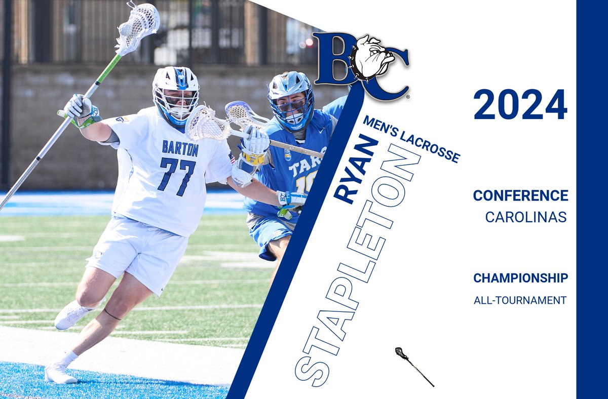 Congratulations to Barton's Bryce Washington and Ryan Stapleton:  2⃣0⃣2⃣4⃣ <a href="/ConfCarolinas/">Conference Carolinas</a> Championship Men's Lacrosse All-Tournament honorees! . #BartonBold . #BCBulldogs . 🥍🥍🥍🥍🥍 . <a href="/barton_menslax/">Barton Men’s Lacrosse</a>