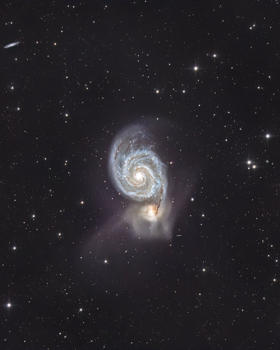 Here's 24 (!!) hours of data I took on the galaxy Messier 51 , also known as the Whirlpool Galaxy, taken over the span of four separate nights and three weeks. This is my longest integration time I've ever had for an astrophotography target.

#astronomy #astrophotography