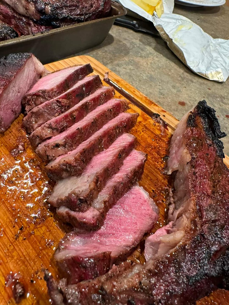 Some smoked then seared ribeyes