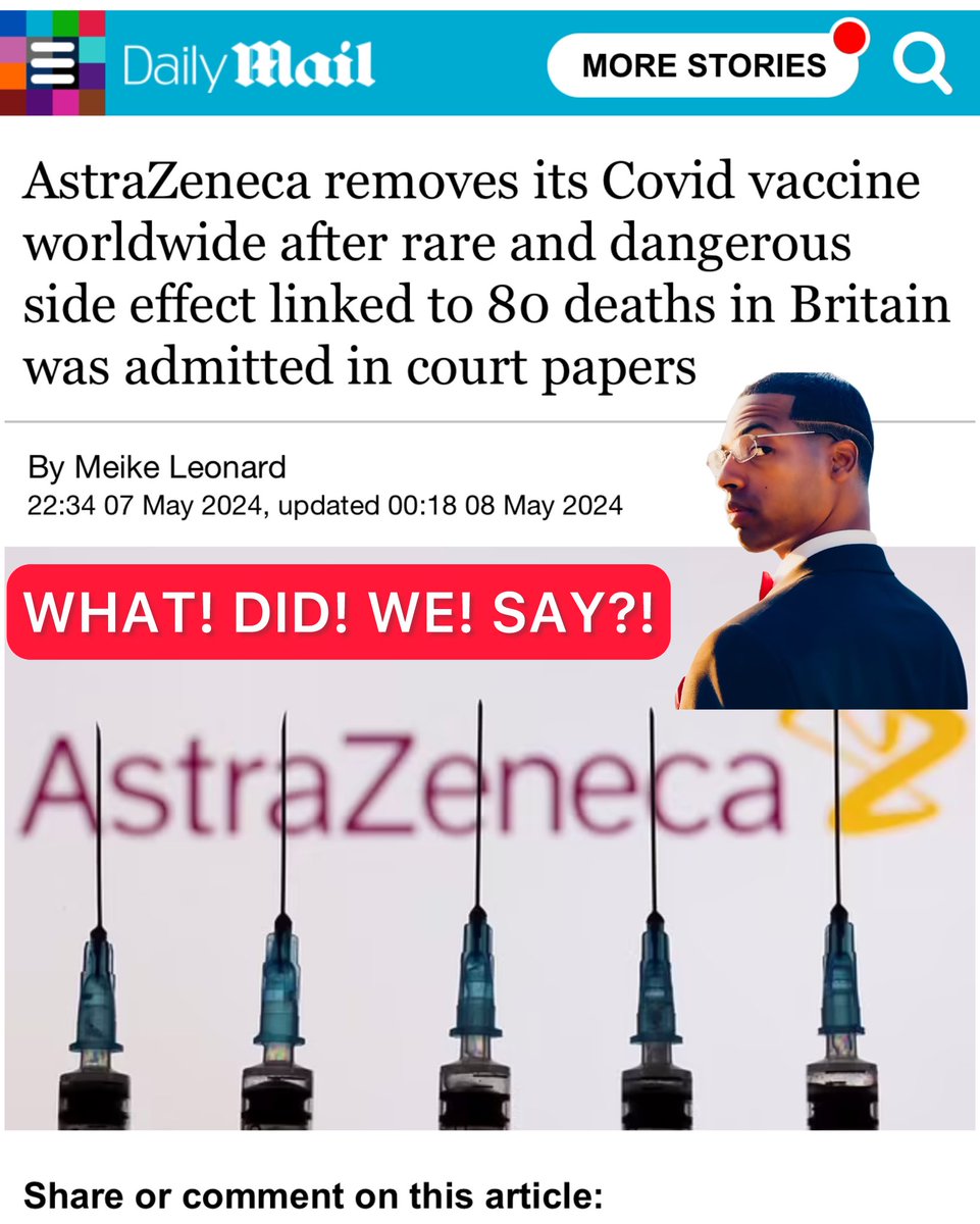 WHAT‼️ DID‼️ WE‼️ SAY⁉️ Never trust this system!!!!!! Millions took the poison from just THIS pharmaceutical company! Next will be Pfizer and Johnson & Johnson!  Mannnn………. 😡………
.
.
.
@_IntellectPower 
.
. dailymail.co.uk/news/article-1…

#RizzaIslam
#IntellectualPower