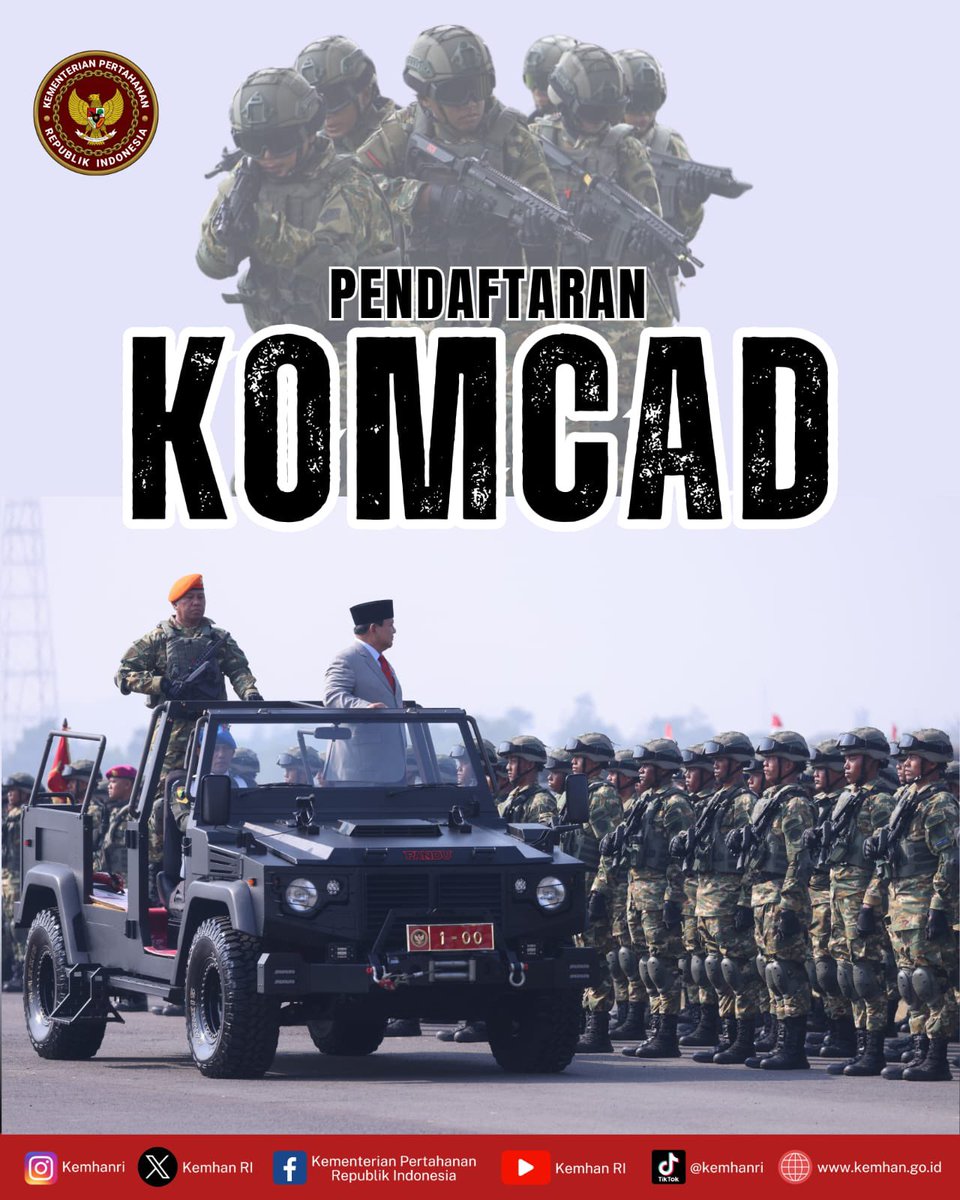 Kementerian Pertahanan membuka Pendaftaran Komponen Cadangan (Komcad) Tahun 2024 MATRA DARAT.