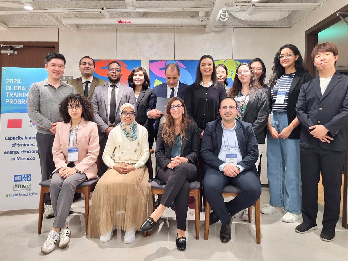 UNDP Seoul Policy Centre (@undpspc) on Twitter photo Congrats to <a href="/PNUDMaroc/">PNUD Maroc</a> for hosting a successful 2024 Global Training Program on #EnergyEfficiency with <a href="/AMEEOFFICIEL/">Agence Marocaine pour l'Efficacité Énergétique</a>, <a href="/moroccokoica/">KOICA 모로코 사무소</a> & Hyundai Research Institute! <a href="/UNDPSPC/">UNDP Seoul Policy Centre</a> was thrilled to meet & discuss climate & energy coop. opportunities btwn 🇰🇷&🇲🇦 with <a href="/Amal_Nadim/">nadim sarra</a> & colleagues! Congrats to <a href="/PNUDMaroc/">PNUD Maroc</a> for hosting a successful 2024 Global Training Program on #EnergyEfficiency with <a href="/AMEEOFFICIEL/">Agence Marocaine pour l'Efficacité Énergétique</a>, <a href="/moroccokoica/">KOICA 모로코 사무소</a> & Hyundai Research Institute! <a href="/UNDPSPC/">UNDP Seoul Policy Centre</a> was thrilled to meet & discuss climate & energy coop. opportunities btwn 🇰🇷&🇲🇦 with <a href="/Amal_Nadim/">nadim sarra</a> & colleagues!