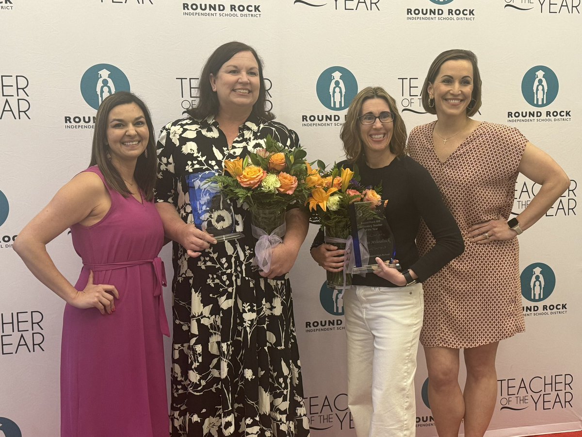 My heart is overjoyed tonight! Our very own @CarawayElem Kim Correa was selected as RRISD Elementary Teacher of the Year and we celebrated beside @WWarriorNation Chris Mihealsick as the RRISD Secondary Teacher of the Year! So proud of you both!