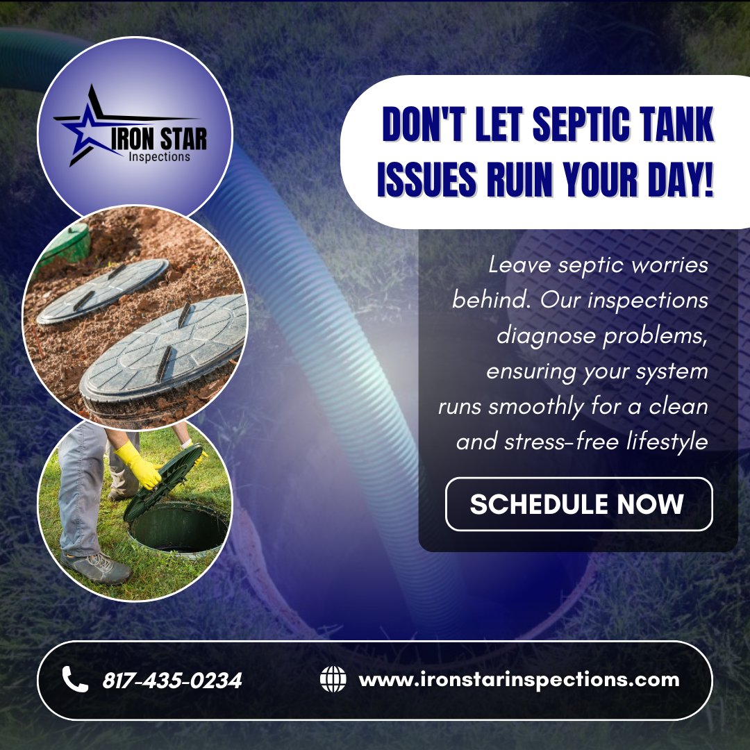 🏡💧 Dive beneath the surface with Iron Star Inspections' comprehensive septic inspection services. A well-maintained septic system is crucial for the health of your home and the environment. Schedule at: ironstarinspections.com. #SepticInspection #HomeHealth #IronStarInspections