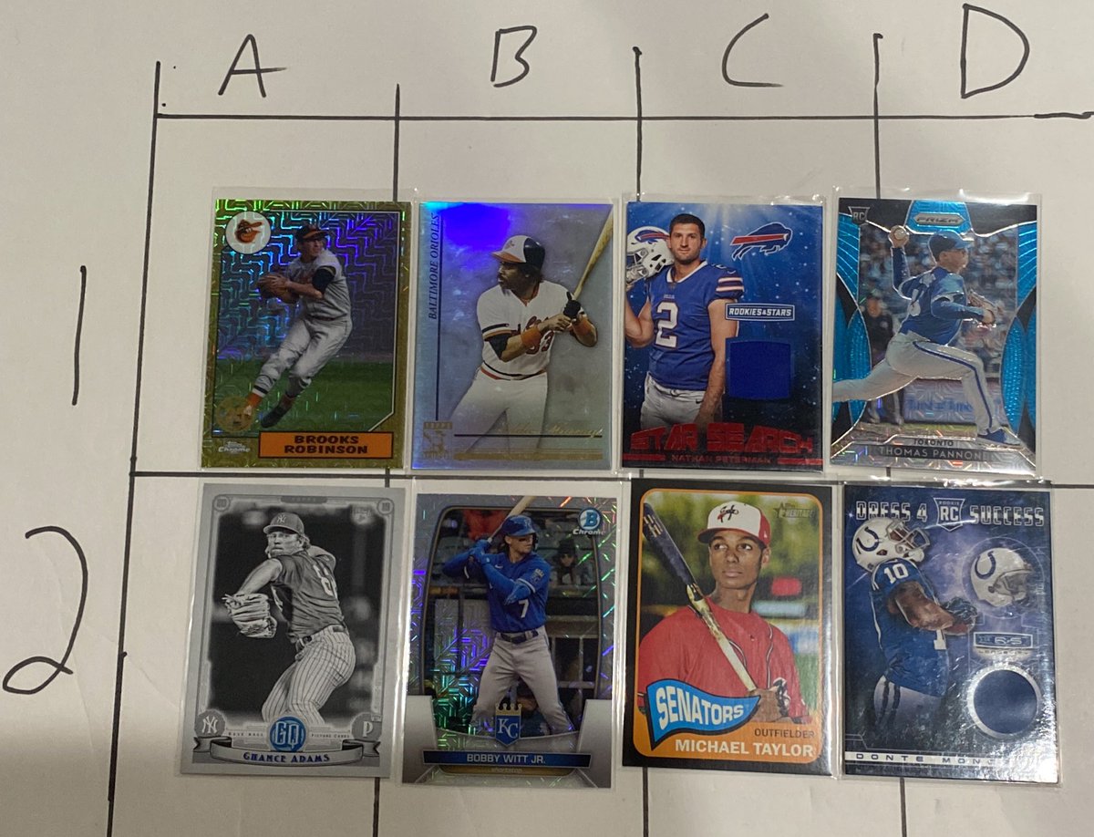 All cards tonight $2 Each ‼️ 

Adams /50
Taylor /105
Peterman -player worn
Pannone RC /399
Moncrief -dated player worn

Stack til 5/17!

Please claim Using letter number combo, or player name!
See Bio for shipping and #PCstacks