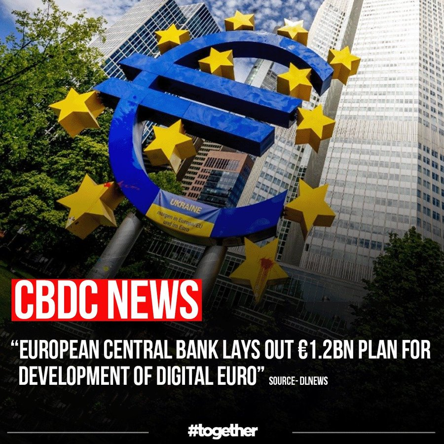 CENTRAL BANK DIGITAL CURRENCY: 'In a move that wasn’t expected so soon in 2024, the European Central Bank said it's ready to pay €1.2 billion to partners in the private sector to help develop a digital version of the euro' #NoCBDC
