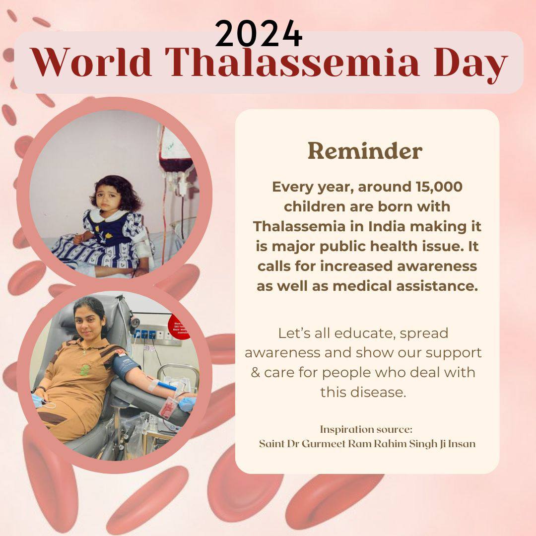 Selfless blood donation is a true charity, the best way to serve humanity. So don't give in to myths and help Thalassemia patient by Selfless blood donation and get a chance to be known as True Blood Pump with the Inspiration of Ram Rahim Ji. #WorldThalassemiaDay Blood donor