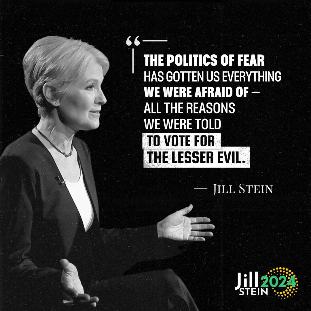 The American people are tired of choosing between lesser evils. This year, let’s choose to fight for the greater good, together. If you can contribute, this is one of the moments you can make a major impact on this campaign – and the future of our nation: jillstein2024.com/donate