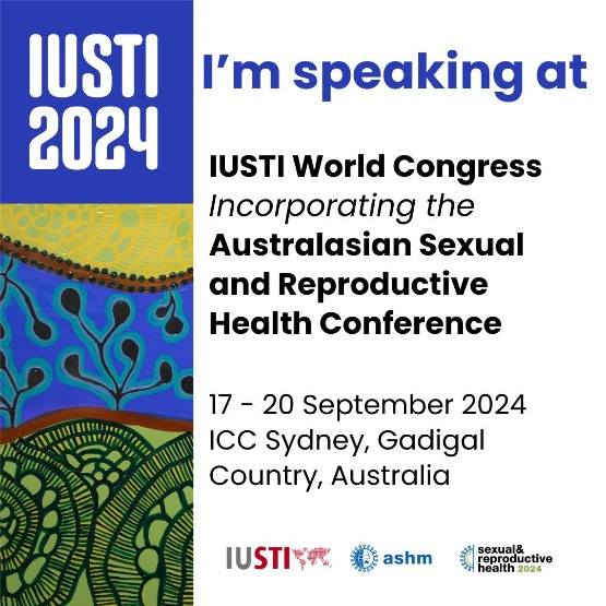 I'm presenting my research into the factors that impact the accessibility and acceptability of sexual health applications at the 25th IUSTI World Congress on Wednesday 18 September. 

Come join me!

Early bird closes 19th May: iusti2024sydney.org
#IUSTI2024 @ASHMMedia