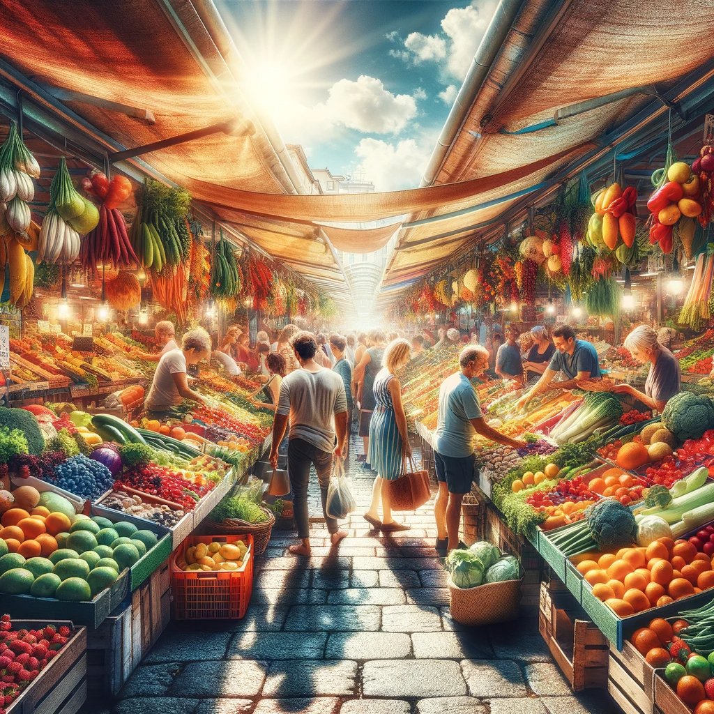 Experience the vibrant flavors of the season! 🛒🌱 A bustling farmer's market brings together a community of fresh, local produce. #FarmersMarket #ShopLocal #SeasonalEats #CommunityVibes