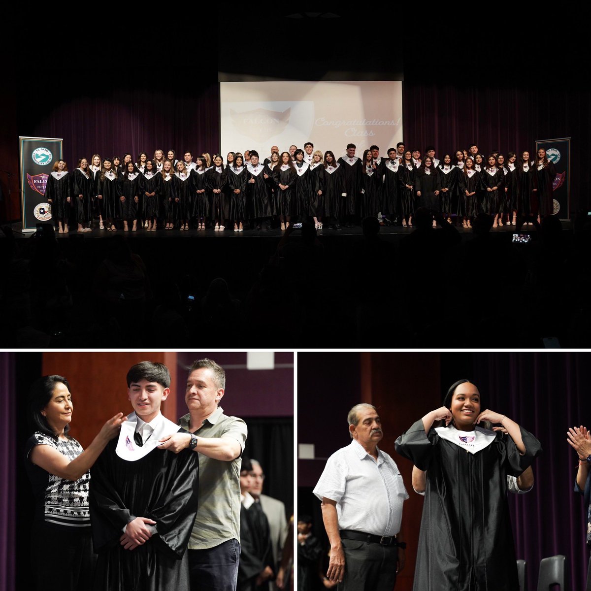 Family, friends and #TeamSISD faculty and staff celebrated 51 @Eastlake_HS Falcon Early College students at tonight's stole ceremony. These remarkable Falcons will receive their associate degrees from EPCC on May 10. Congratulations!