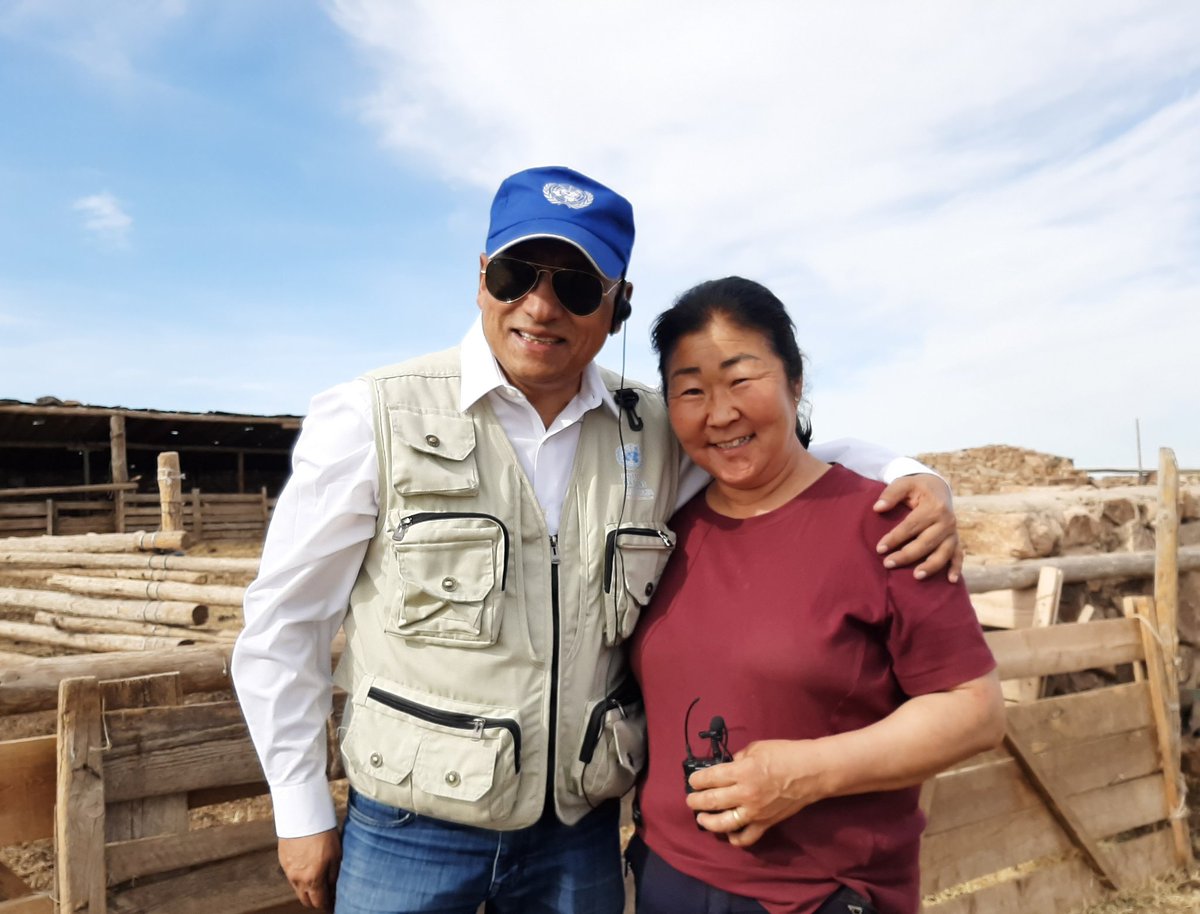 @UNRCMongolia was in Sukhbaatar province to assess the aftermaths of the dzuds and to meet the affected herders. The Humanitarian Country Team under leadership of UN Resident Coordinator has been facilitating humanitarian assistance to the herders hit hardest since December 2023.