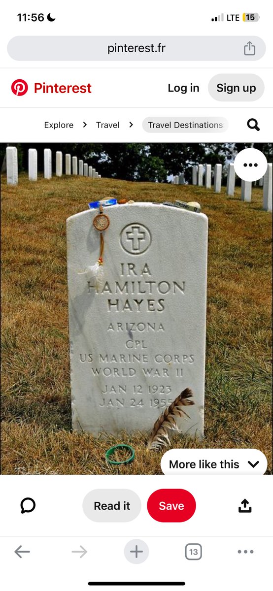 The grave of Marine Ira Hayes at Arlington National Cemetery, @ArlingtonNatl