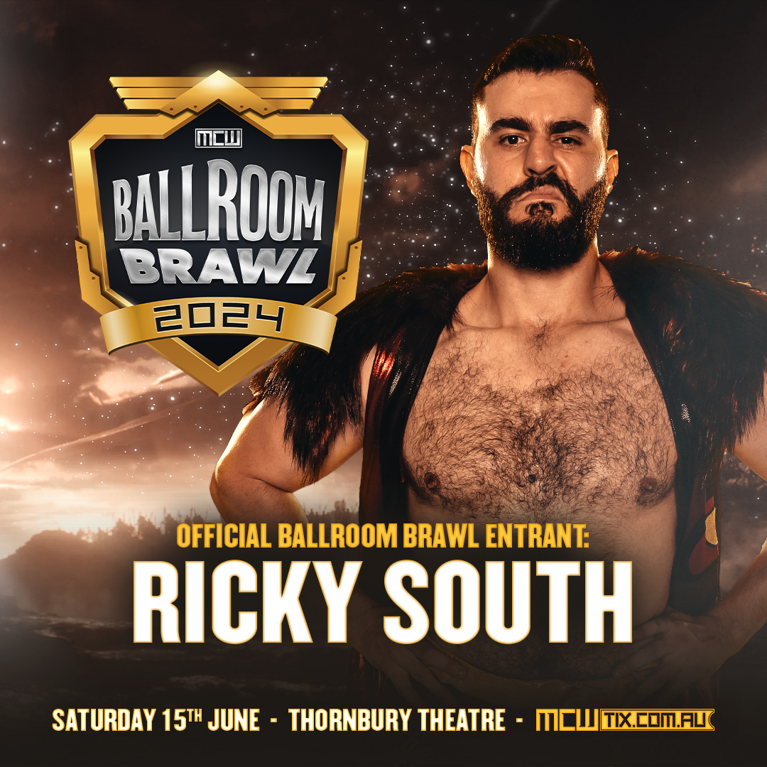 As announced at High Stakes, @TERickySouth will enter the Ballroom Brawl for the very first time! The 2024 Ballroom Brawl takes place on Saturday 15th June at the @ThornburyTheatr. Less than 15 tickets remain at MCWTix.com.au #MCWBallroomBrawl