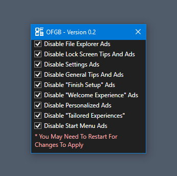 Acaba con la publicidad en Windows 11 con esta tool! github.com/xM4ddy/OFGB/re…