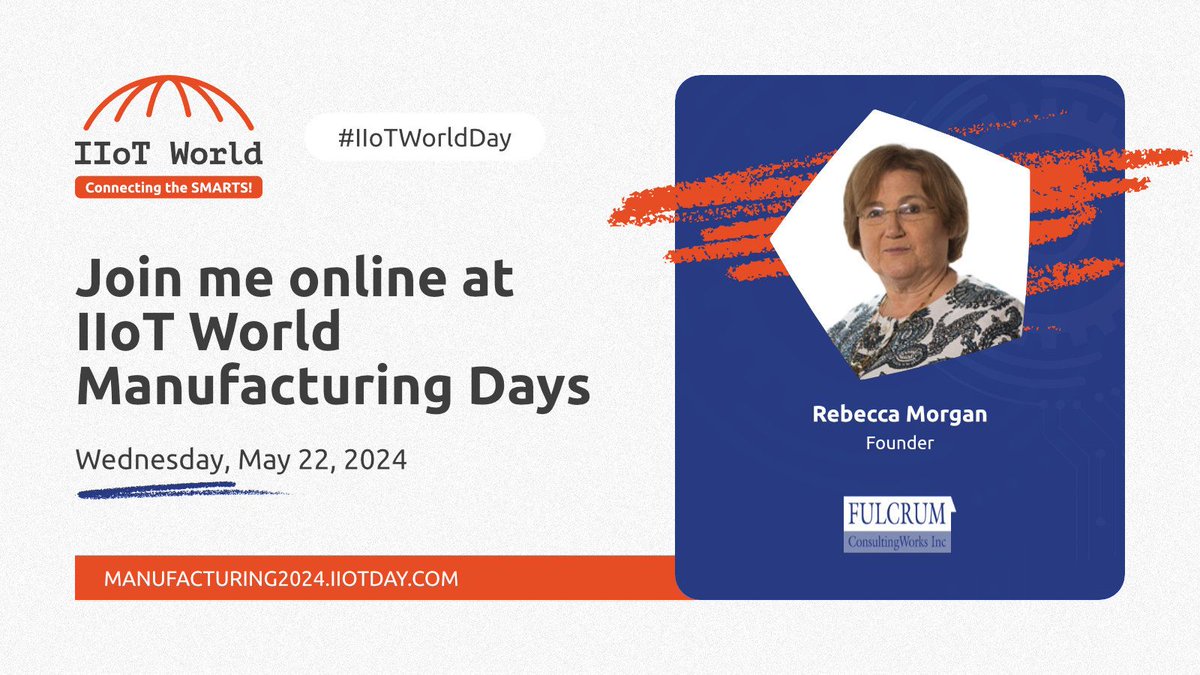 Excited to have Rebecca Morgan, a leader in the field of manufacturing operations consulting, moderating at #IIoTWorldDay on May 22, 8-9 am ET. Don't miss her insights on using low-code tools for shop floor decision-making! 🛠️ buff.ly/49lF0dW #sponsored #flowfuse_iiot