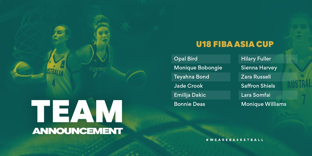 Gems are set! The 12-strong team has been selected to represent Australia in the upcoming FIBA Under 18 Women’s Asia Cup which will be hosted in Shenzhen, China from 22-30 June. Full details ➡️ bit.ly/4dxr1Fa #WeAreBasketball