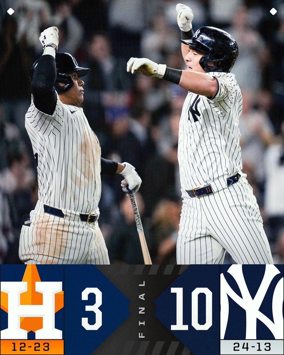 MLB's tweet image. A trio of @Yankees home runs contribute to their big night!