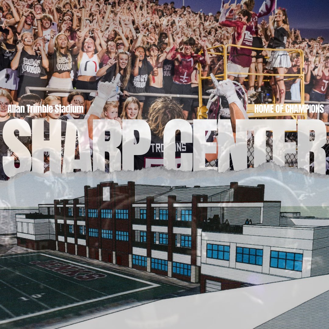 Vision with action makes a powerful reality.   Excited to see the preliminary vision of the  updates & additions to the Sharp Center, home of the Jenks Trojans!