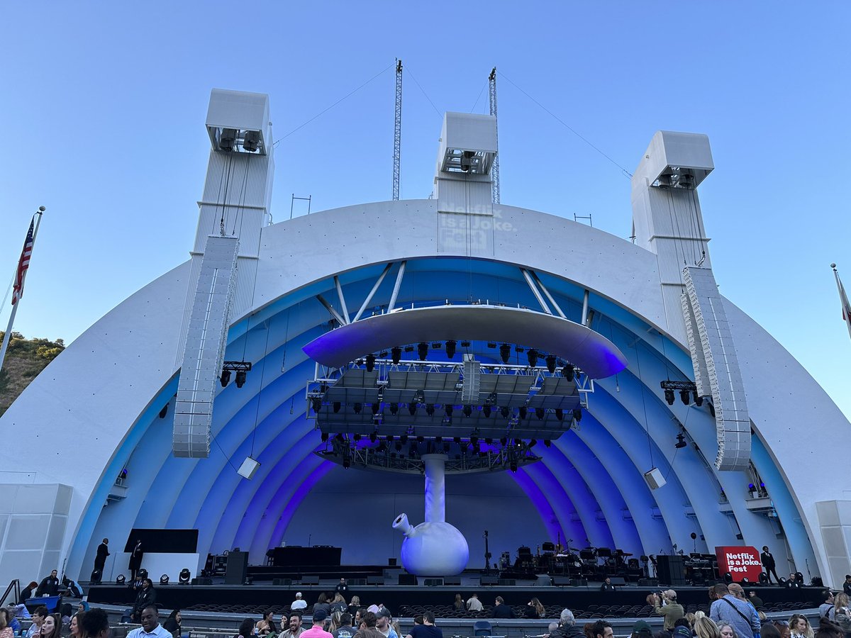 My third time at the Bowl this week, this time for Seth Rogen’s <a href="/NetflixIsAJoke/">Netflix Is A Joke</a> show — and he’s already got a giant bong on stage