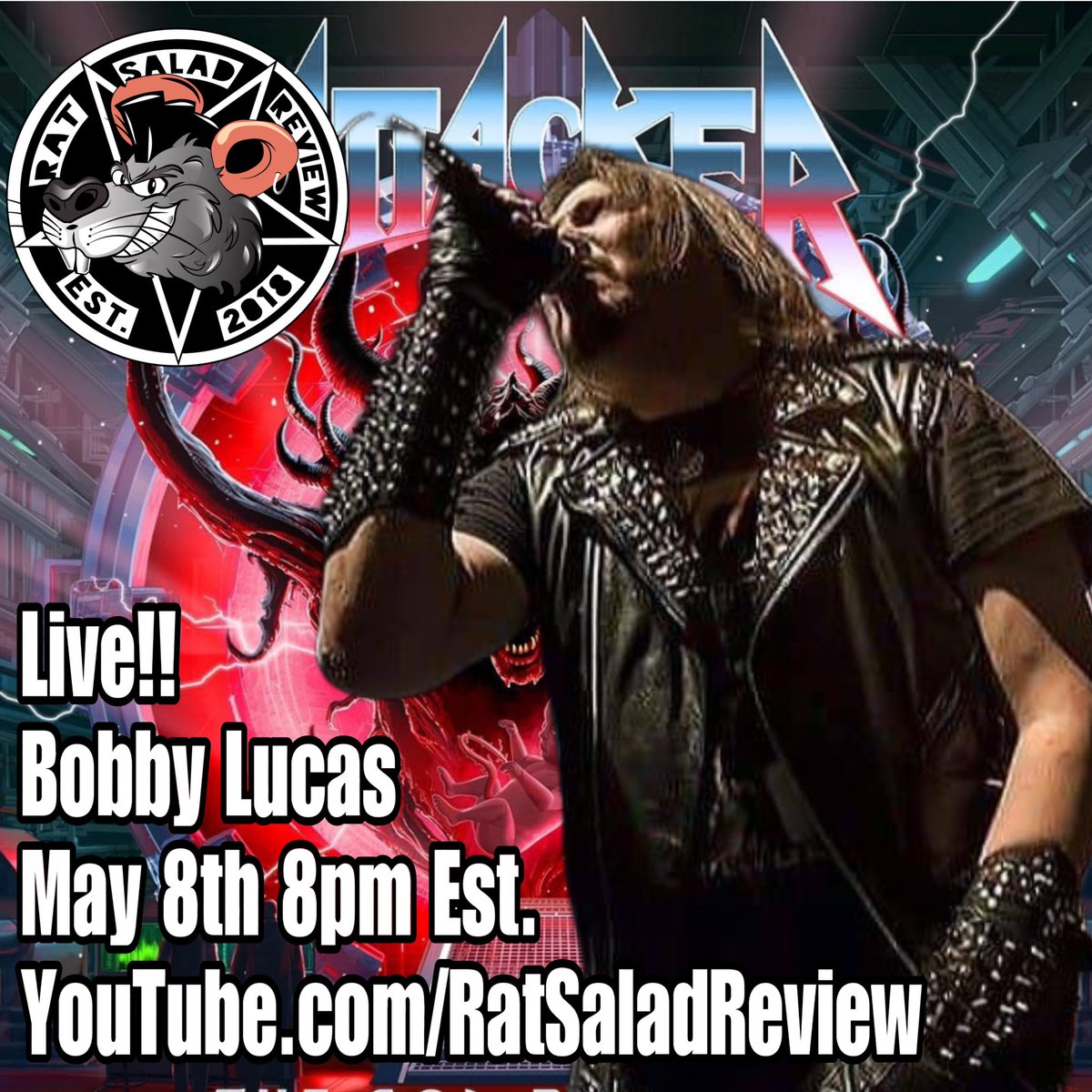 Tomorrow on Rat Salad Review we are joined by Attacker vocalist Bobby Lucas! Join us at 8pm eastern on YouTube youtube.com/@ratsaladrevie…