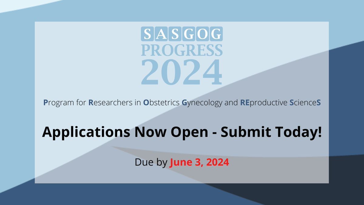 Don't forget to submit your application for the SASGOG PROGRESS Course! Applications are due by June 3, 2024 to be considered. Learn more here: buff.ly/3G92ODp