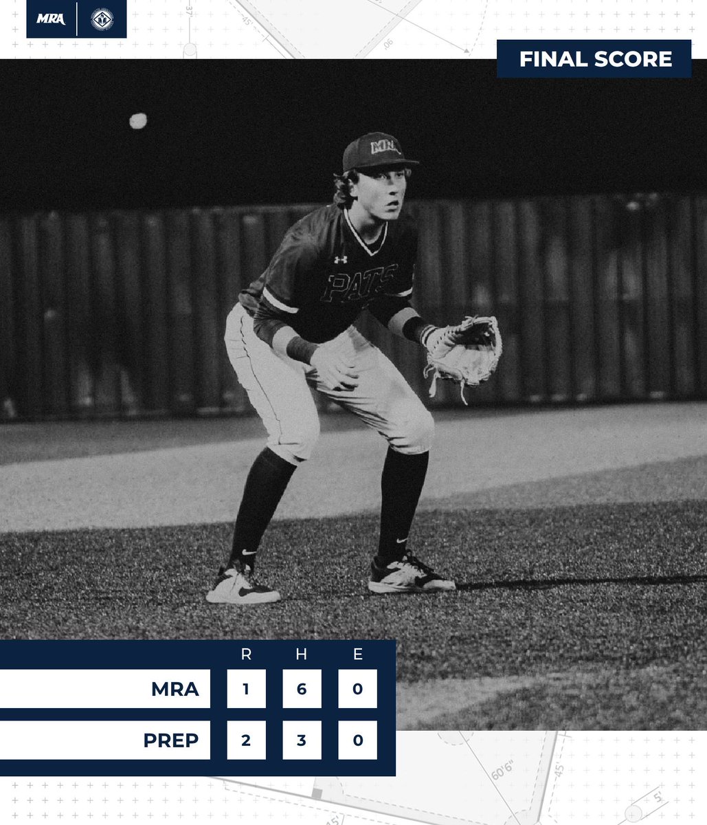 𝗙𝗶𝗻𝗮𝗹. MRA drops Game One 2-1 tonight at Jackson Prep. Back in action tomorrow night in Madison with first pitch slated at 6:00 pm.