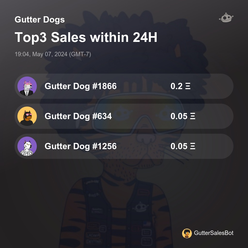 Gutter Dogs Top3 Sales within 24H [ 19:04, May 07, 2024 (GMT-7) ] #GutterDogs