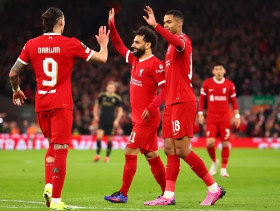 This trio has combined for 91 of Liverpool's 221 G/A in all comps for this season & sit 1, 2, 3 individually. 🔴🎯🔥 #LFCNEWS #LiverpoolFC #MohamedSalah #DarwinNunez