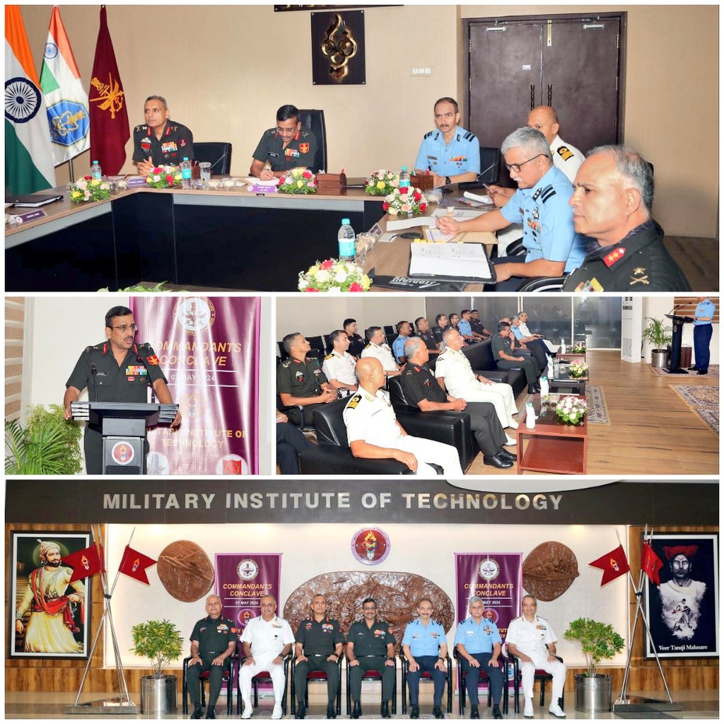 The 6th edition of Commandants' Conclave was held at the Military Institute of Technology,#Pune under the aegis of HQ Integrated #DefenceStaff ,7th May 2024 The Conclave deliberates on defence strategies in nurturing future leaders of Indian #ArmedForces 👉pib.gov.in/PressReleasePa…