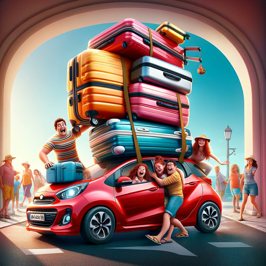 'Pack smarter, not harder! 😂🧳 This family faces the challenge of fitting oversized luggage into their compact car. #FamilyAdventures #CompactCarComedy #RoadTripReady #TravelLaughs