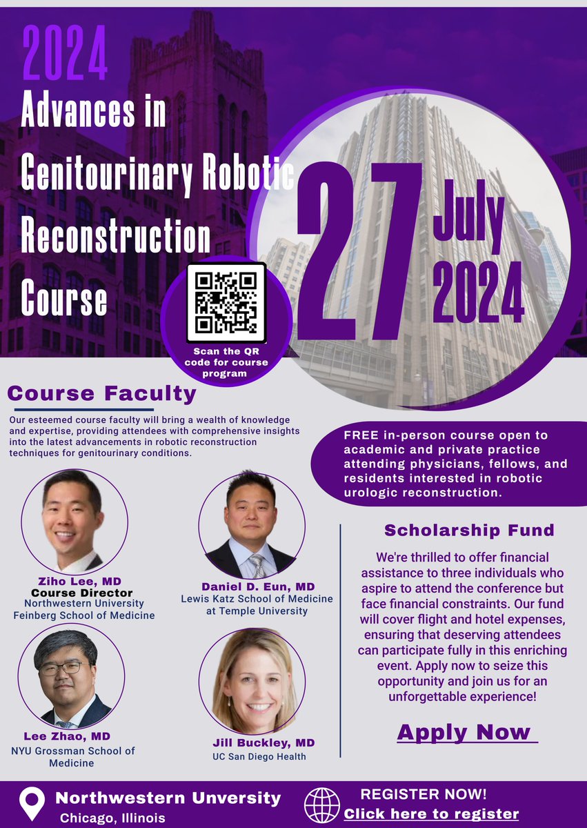 Registration is now open for the 3rd annual advances in GU robotic reconstruction course @NM_Urology ! Free course for those interested in complex robotic recon. Looking forward to sharing data, novel techniques, tips/tricks with @lee_c_zhao, @md_eun, @JillC_Buckley!