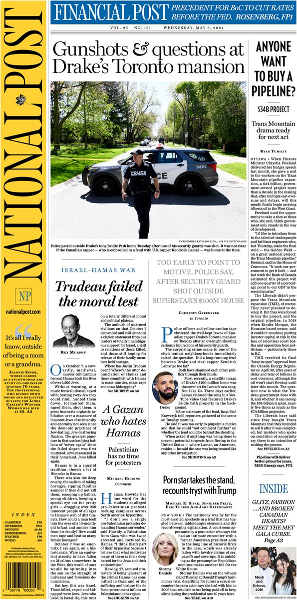 The Post's #frontpage for Wednesday, May 8, 2024.