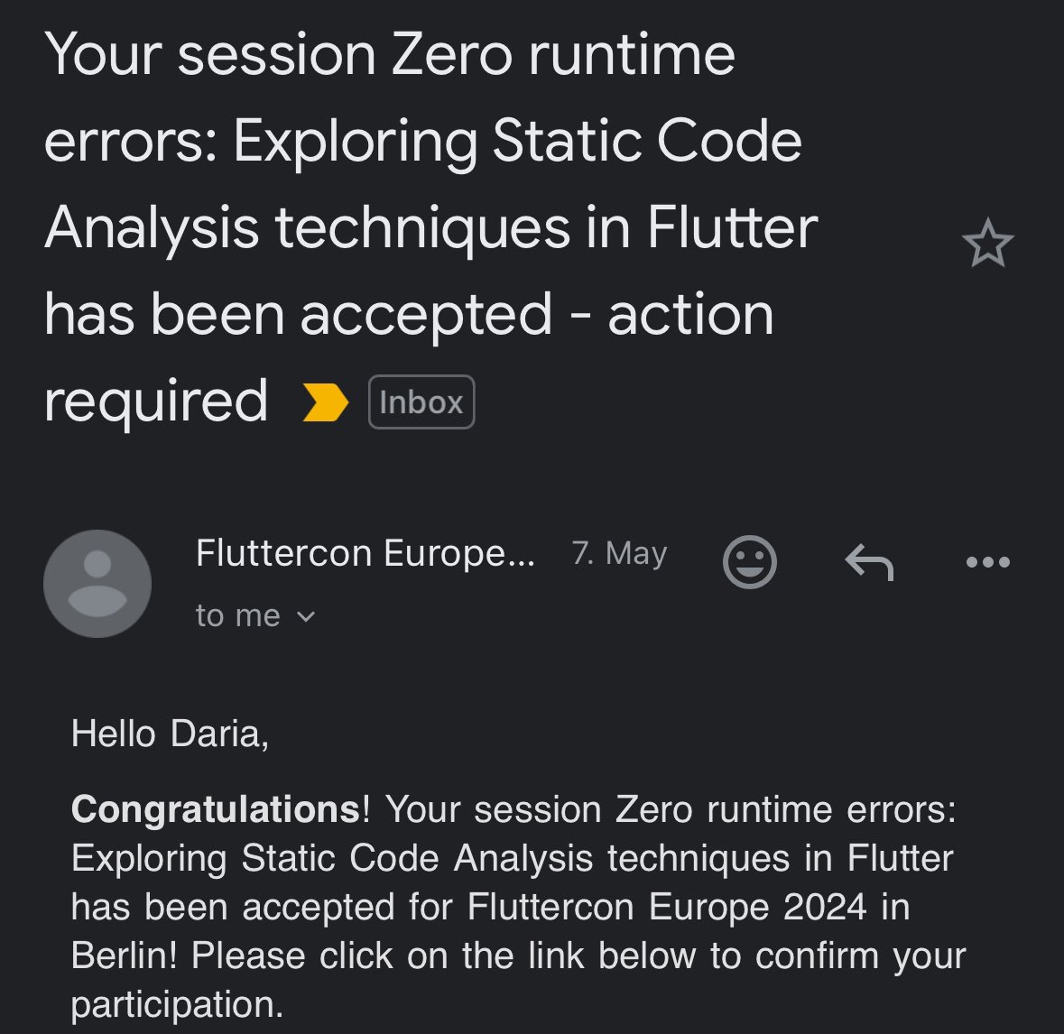 Will be spending a lot of time in Berlin this summer 😁 Happy to be in the @FlutterconWorld Berlin speaker lineup this year 🥹