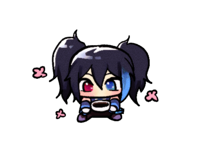 day 10 of drawing chibis everyday,     
ruko enjoying their coffee for today!
#欲音ルコ