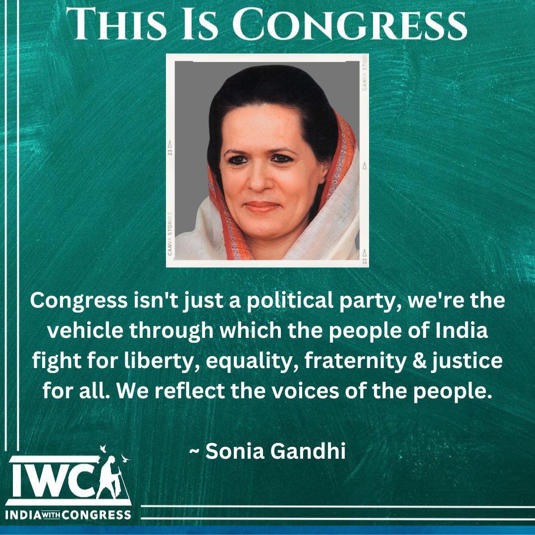 Congress Party reflects the voices of the people. Congress is the vehicle through which the people of India fight for liberty, equality, fraternity & justice for all.

#ThisIsCongress 
#IWCWithNyay
