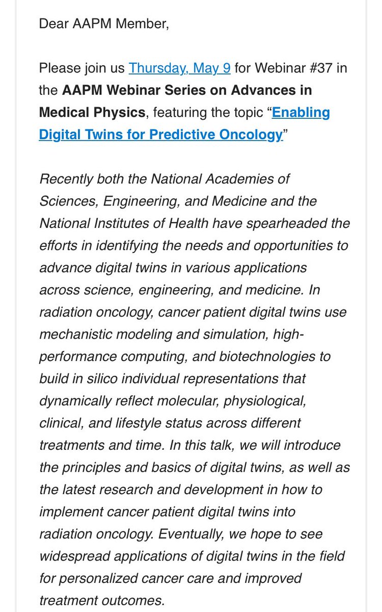 As someone who’s an only child and always wondering how it could turn out all differently if I take a different way at each xing, I am super intrigued by this upcoming @AAPM webinar. 12-1 EST on Thursday May 9th by Jun Deng @Yale