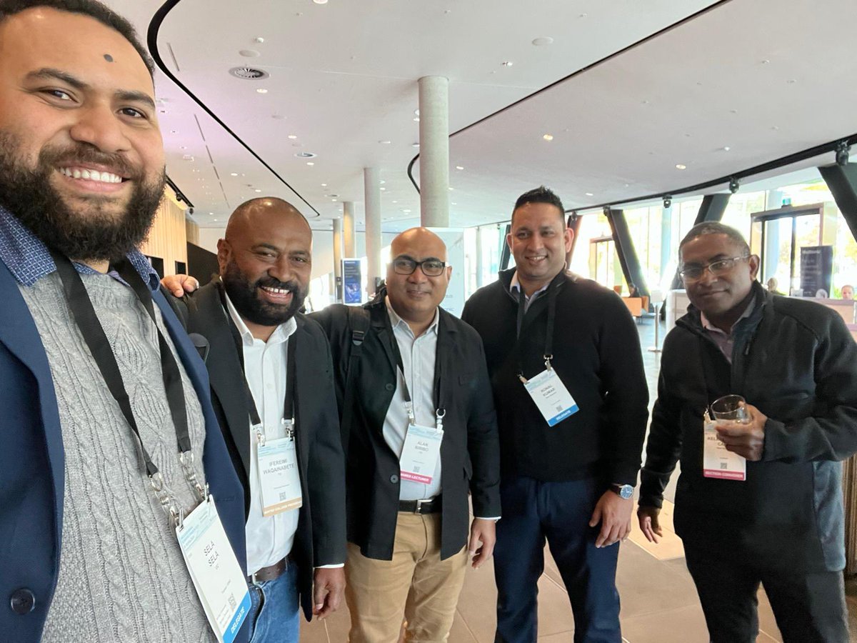 Sela in Melbourne, Alan and I from Fiji, Ronal in Christchurch and Jitoko in Hamilton. Fijian Surgeons at the @RACSurgeons #ASC24 The time away will enable Ronal and Sela to hopefully set up a formal Vascular Surgical unit