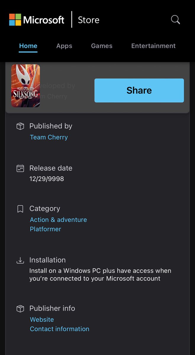 TheColorW (@thecolorw2) on Twitter photo ‼️SILKSONG RELEASE DATE ON MICROSOFT STORE LISTING‼️
<a href="/DailySilksong/">Daily Silksong News</a>
(apps.microsoft.com/detail/9n116v0…) ‼️SILKSONG RELEASE DATE ON MICROSOFT STORE LISTING‼️
<a href="/DailySilksong/">Daily Silksong News</a>
(apps.microsoft.com/detail/9n116v0…)