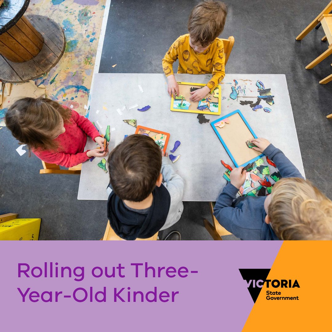 Three-Year-Old Kinder means an extra year of quality play-based learning for Victorian kids. This year’s Budget sees the successful roll-out continue across the state, building up to 15 hours a week by 2029. Learn more: vic.gov.au/best-start-bes… #VicBudget
