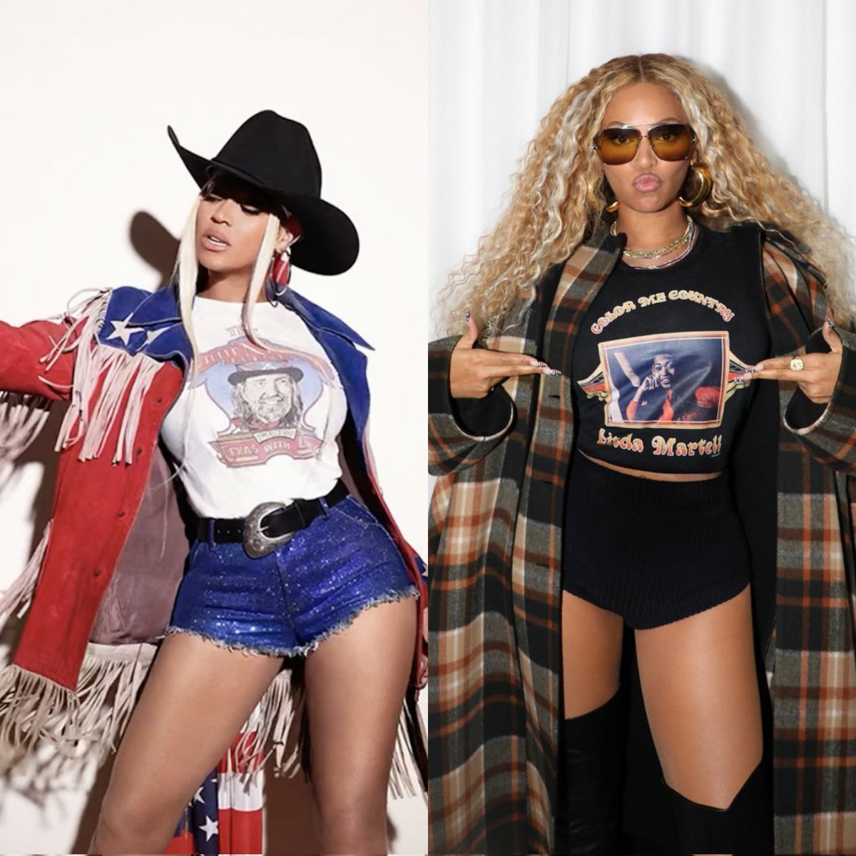 A Beyoncé usando camisas dos artistas que fazem parte do Cowboy Carter. ❤️