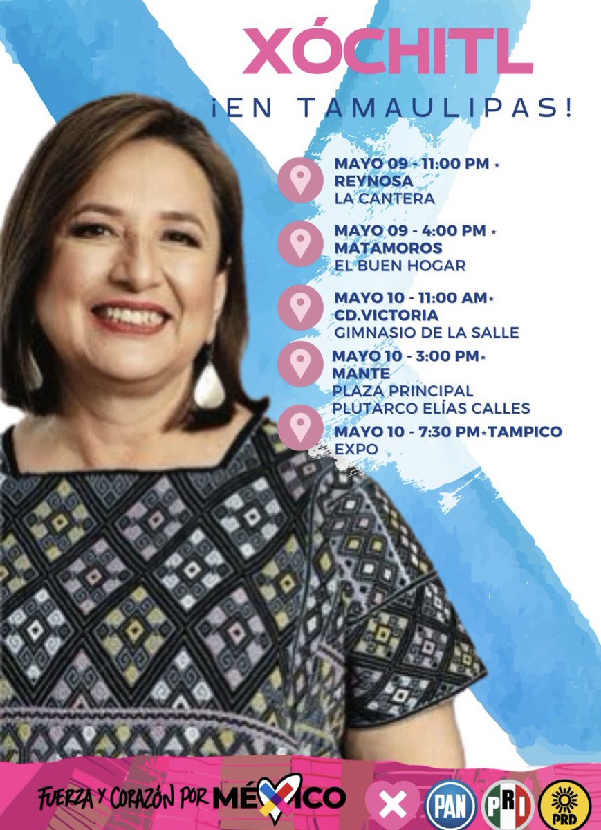 Visitará @XochitlGalvez cinco municipios de #Tamaulipas - HT

bit.ly/4b7O3AO

#Reynosa #Matamoros #CdVictoria #ElMante #Tampico