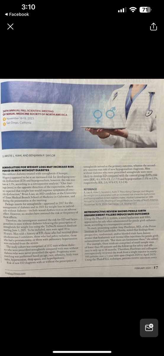 Brian Liao (@brliao) on Twitter photo Excited to see our study on Semaglutide and ED showcased on the cover of <a href="/UrologyTimes/">Urology Times</a>! Grateful for the opportunity to contribute to the field of men’s health <a href="/coreyable/">Corey Able, MD</a> <a href="/TPKohn/">Taylor P Kohn</a> <a href="/UTMBUrology/">UTMBUrology</a>
Be on the lookout for the full article soon available in IJIR <a href="/yoursexmedjour/">IJIR: Your Sexual Medicine Journal</a> 📖 Excited to see our study on Semaglutide and ED showcased on the cover of <a href="/UrologyTimes/">Urology Times</a>! Grateful for the opportunity to contribute to the field of men’s health <a href="/coreyable/">Corey Able, MD</a> <a href="/TPKohn/">Taylor P Kohn</a> <a href="/UTMBUrology/">UTMBUrology</a>
Be on the lookout for the full article soon available in IJIR <a href="/yoursexmedjour/">IJIR: Your Sexual Medicine Journal</a> 📖