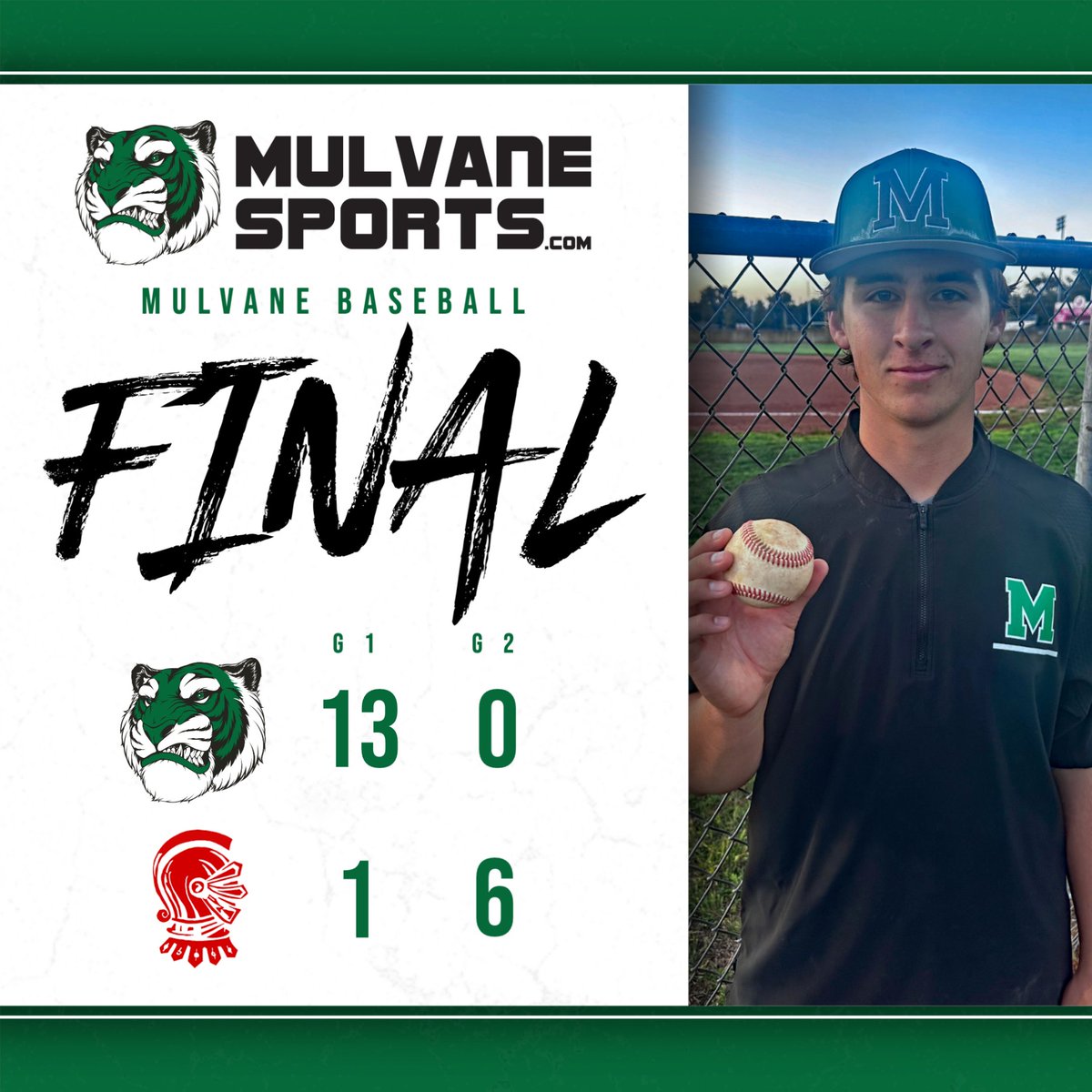 ⚾ The Mulvane baseball teams close out their regular season tonight as they split with the Wellington Crusaders 13-1 and 0-6. Sophomore Grey Sanders smashes his first home run of the year as well! The Cats will begin post-season next week. Let's go fellas!!! 💪 <a href="/MulvaneBasebal1/">Mulvane Baseball</a>