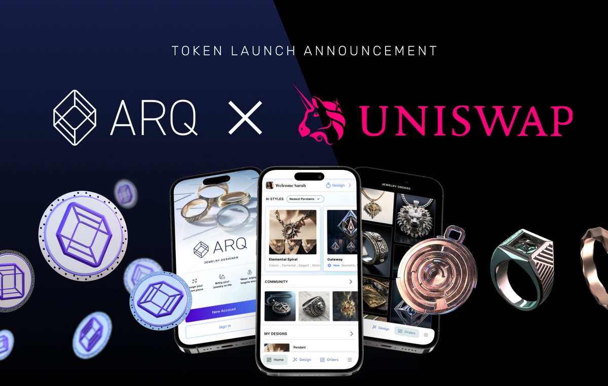 🦄 #ARQX TOKEN IS LIVE ON UNISWAP! 🦄 💍 World's first #AI + #RWA now live on Uniswap. 💍 Mass adoption ready, lasered on lux jewelry industry. 💍 Real ecommerce business model, already selling. 💍 Replaces jewelry shopping with AI creation. 💍 App & jewelry shipping WORLD-WIDE.