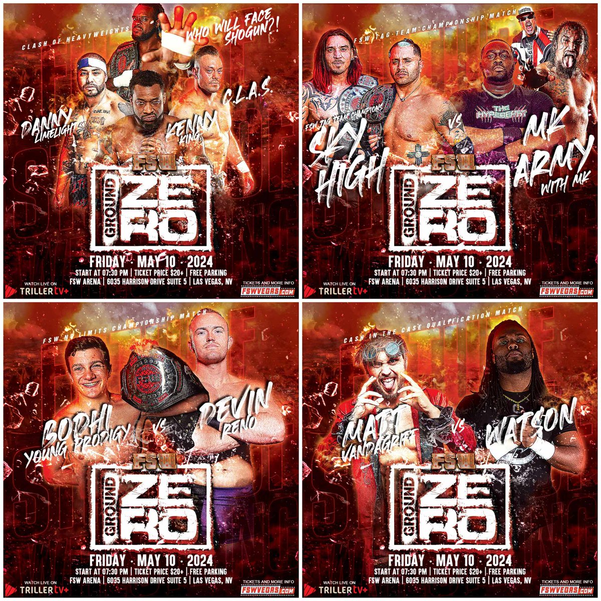 FSW Ground Zero This Friday May 10, 7:30PM PST LIVE on @FiteTV+ FSW Arena | #LasVegas 𝙁𝙚𝙖𝙩𝙪𝙧𝙞𝙣𝙜 Three Championship Matches, Cash in the Case Ladder Match Qualifiers + more! Ticket + Streaming links in the bio!