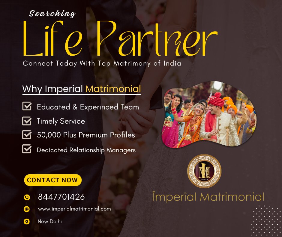 At Imperial Matrimonial, we have created a matrimony team on the basis of literacy, resulting in more meetings and more interactions. Imperial Matrimonial New Delhi Mobile: 8447701426 Visit: imperialmatrimonial.com #education #literacy #elite #virals #trending #marriage #Imperial