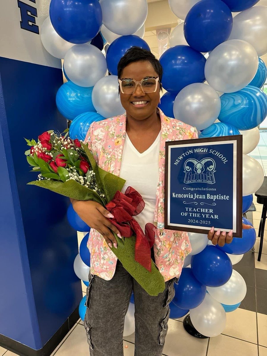 Congratulations to our 2024-2025 Teacher of the Year <a href="/Newton_High/">Newton High School</a>!! Mrs. Kencovia Jean-Baptiste! 🎉🎉 She exemplifies all of the characteristics of the Newton High School RAMS: Respectful, Accountable, Motivated, and Successful!