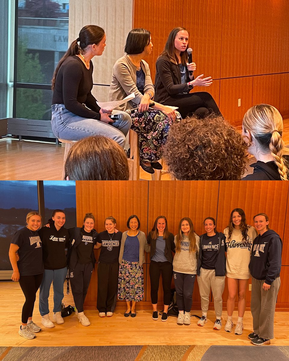 Teammate Tuesday shoutout to Stephanie Kliethermes and Irene Strohbeen 🙌 Steph and Irene took part in a panel tonight that celebrated their achievements as women in leadership while also highlighting their success at @LawrenceUni as student-athletes.
