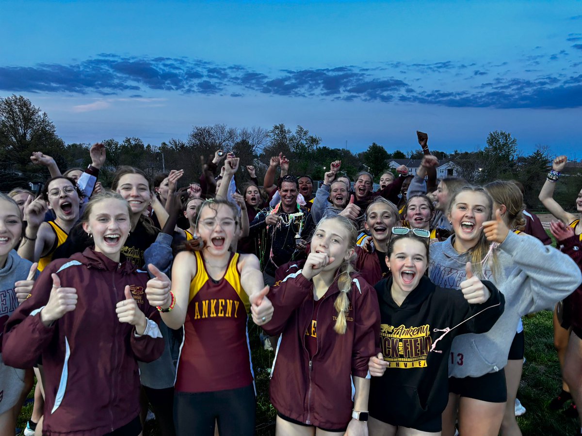 Ankeny8GirlsTF's tweet photo. It was a fun end to the season last night with the victory lap and having the whole team together at Marshalltown. The team thought silly string was an appropriate way to finish out the career. I’m glad they chose that rather than Gatorade!! https://t.co/i4eFgX41nr